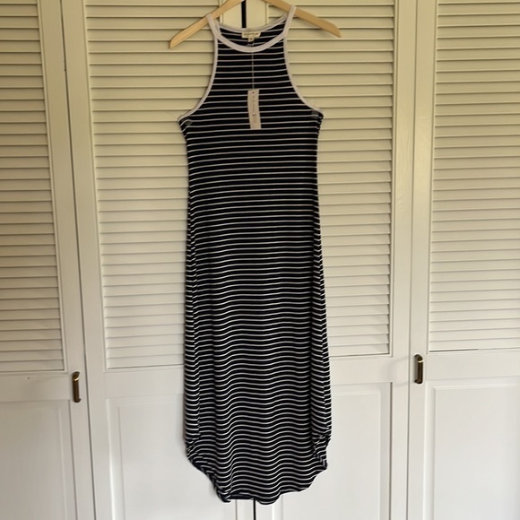 See You Monday Dresses & Skirts - NWT See You Monday Racerback Knit Midi Dress Navy‎ White Size M